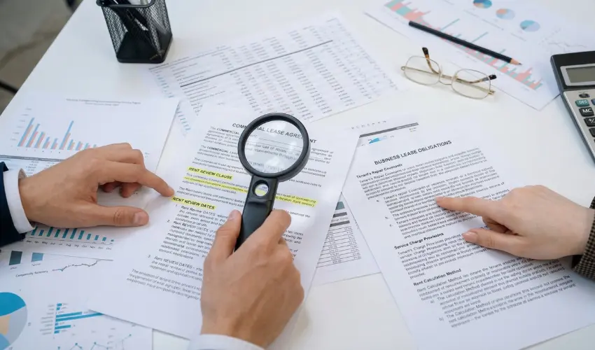 Commercial lease agreement rent review clause — business owner analysing rent review terms and business lease obligations