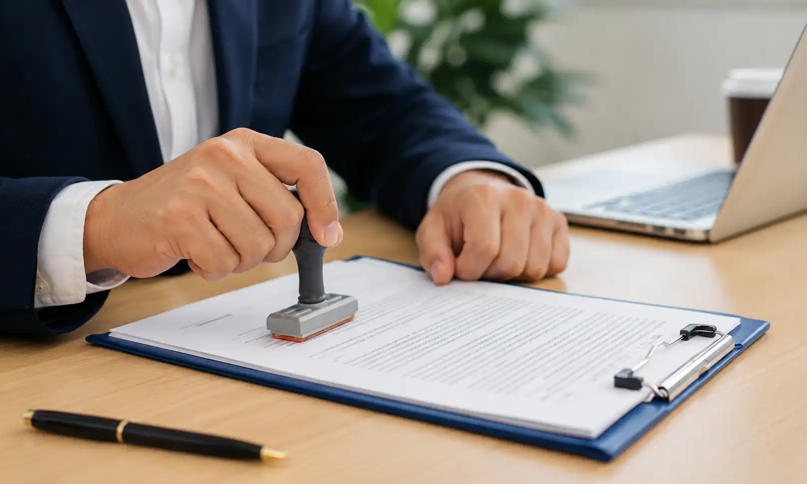 Key clauses in a heads of terms agreement for a commercial lease shown on a desk alongside a pen and legal documents