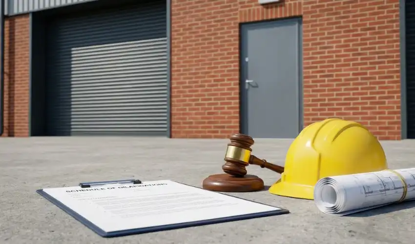 Tenant repair obligations checklist — commercial tenant and solicitor reviewing FRI lease repairs insurance and service charges document at desk