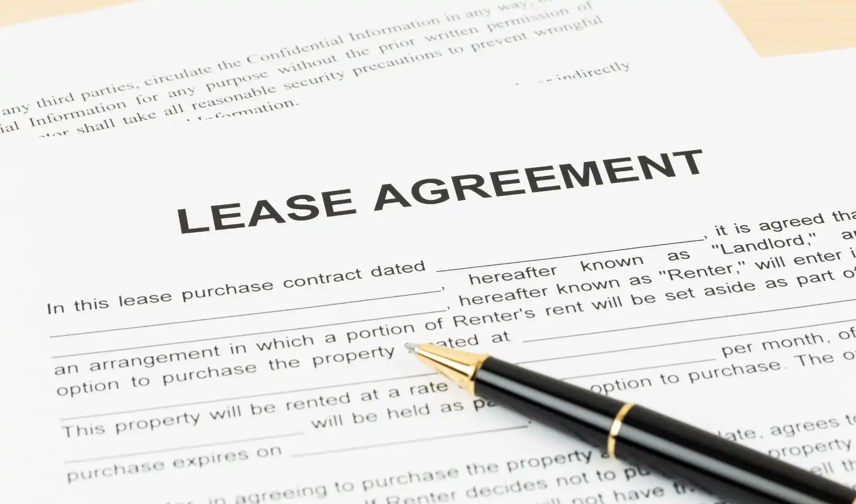 contracted-out lease agreement signing commercial property