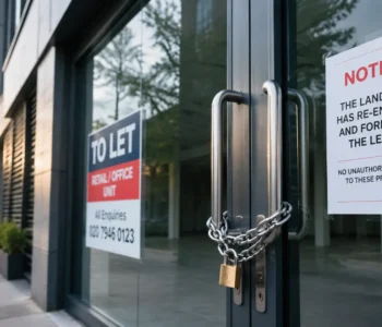 forfeiture of a commercial lease — locked commercial premises with notice on door