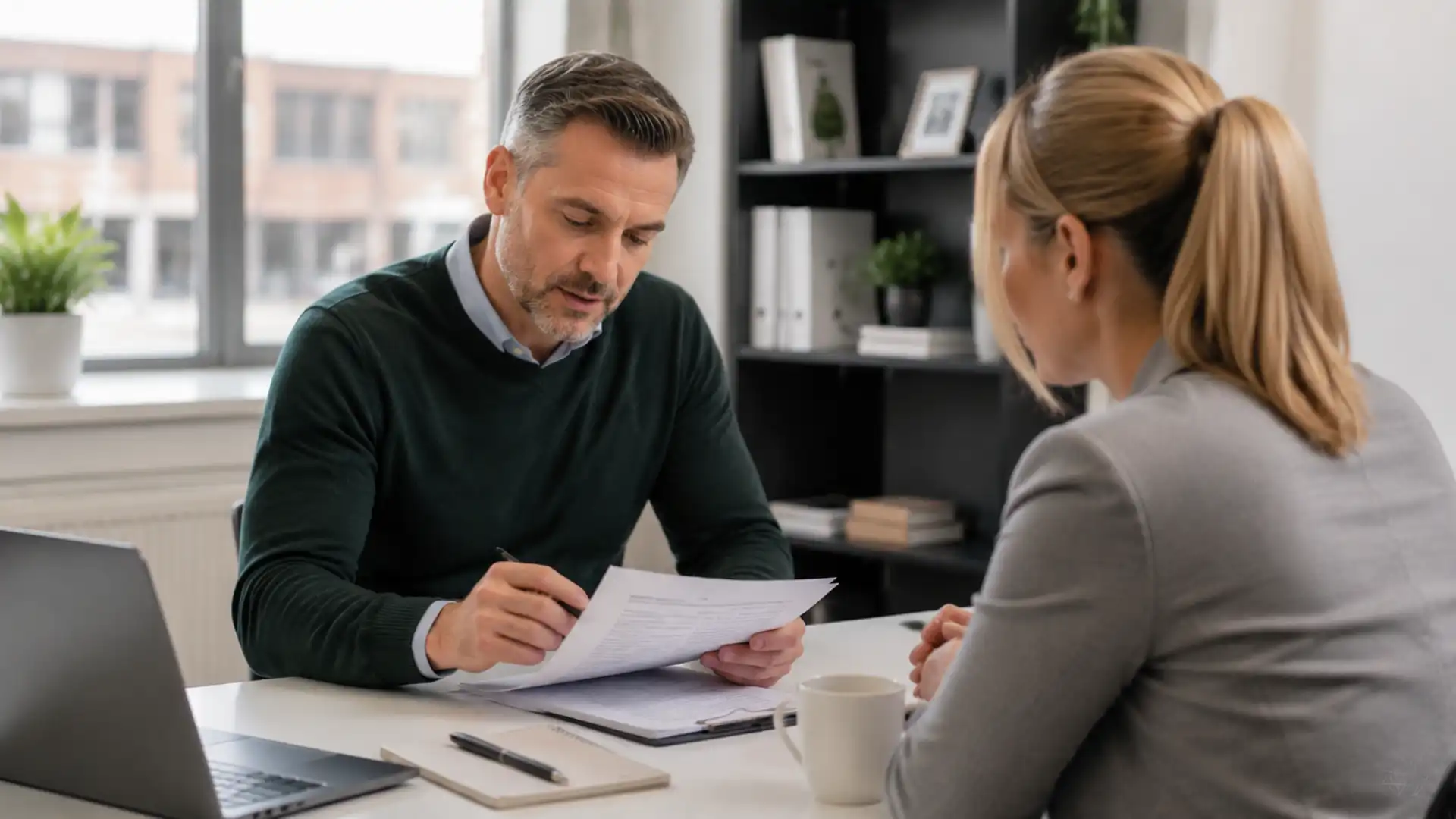 lease extension — landlord and tenant reviewing lease documents