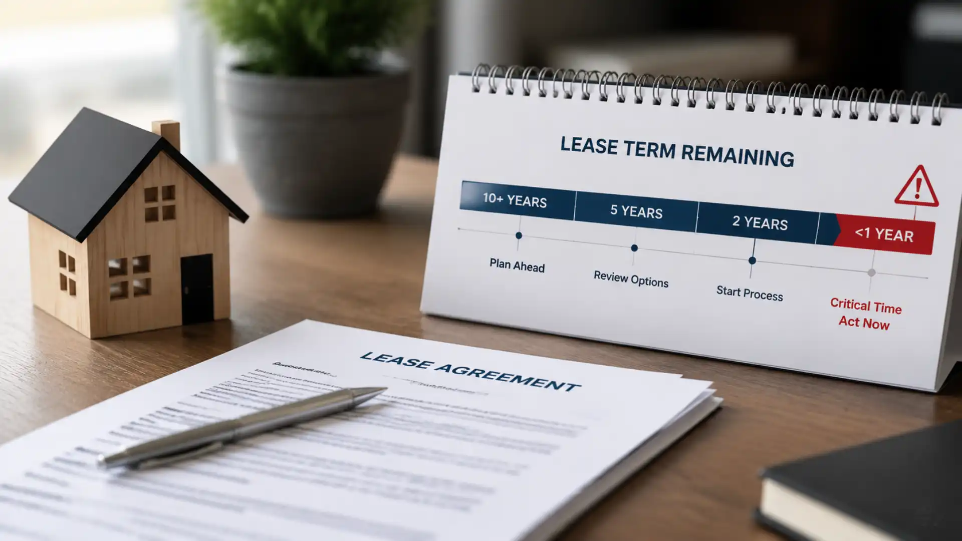 when to request a lease extension — property timeline showing lease term running down